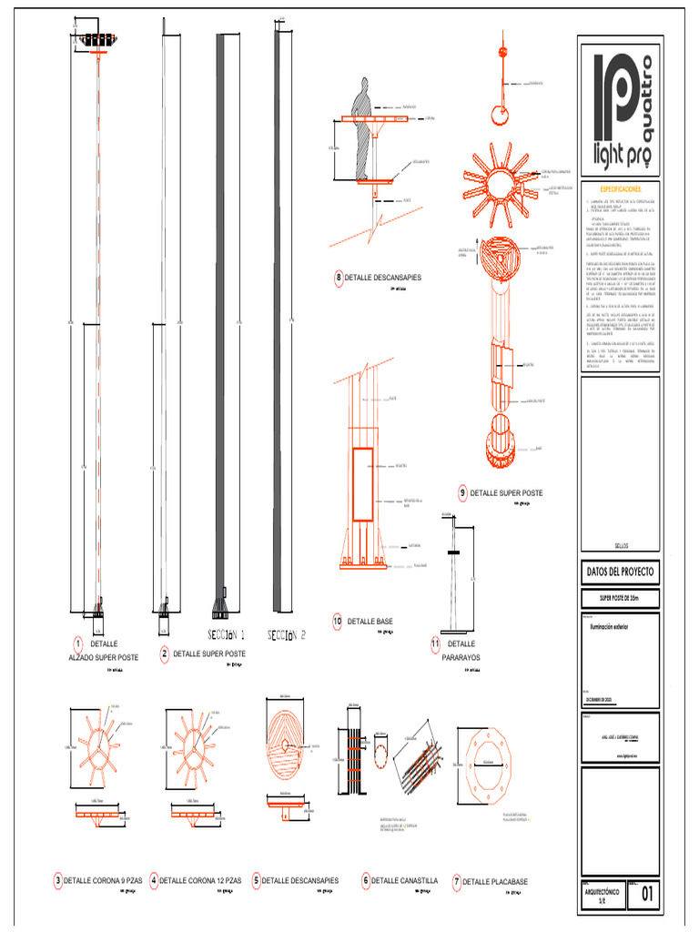 Super Poste Dodecagonal de 35m para Iluminación | PDF
