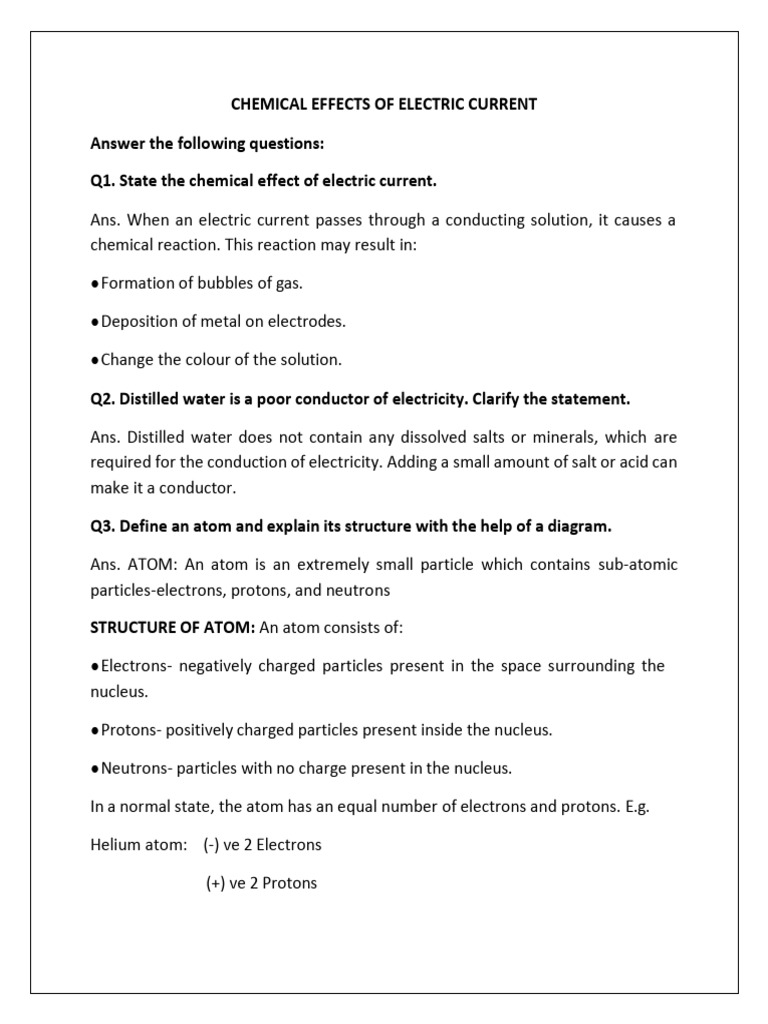 Chemical Effects of Electric Current | PDF | Ion | Electrolyte