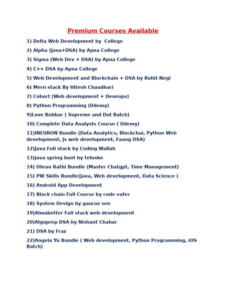 Premium Courses Available | PDF