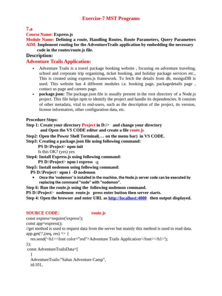 Express.js Routing and MongoDB Setup Guide | PDF | Web Server ...