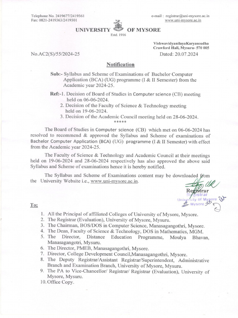 Bca 2024 Syllabus Computer Applications Pdf Scheduling Computing