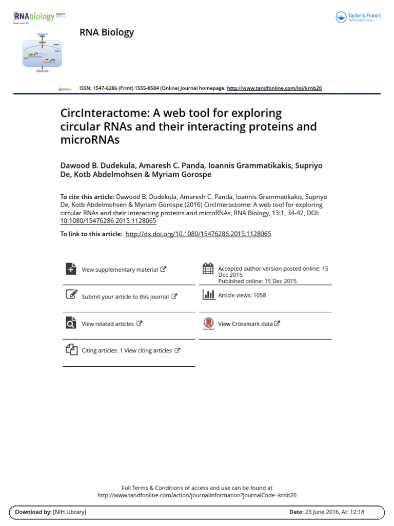 CircInteractome A Web Tool For Exploring Circular RNAs and Their ...