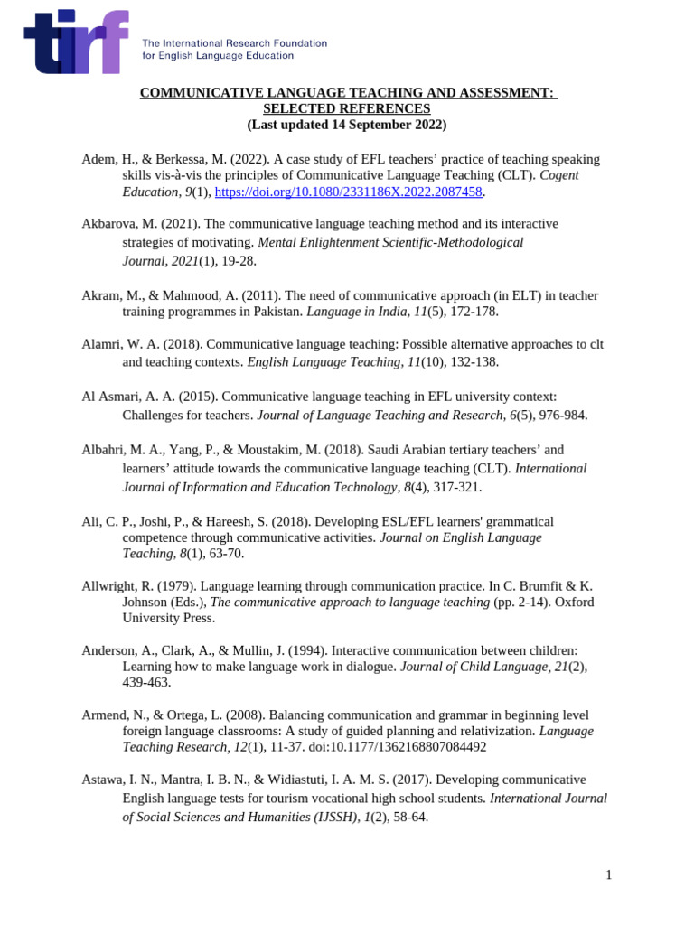 Communicative Language Teaching References | PDF | English As A Second ...
