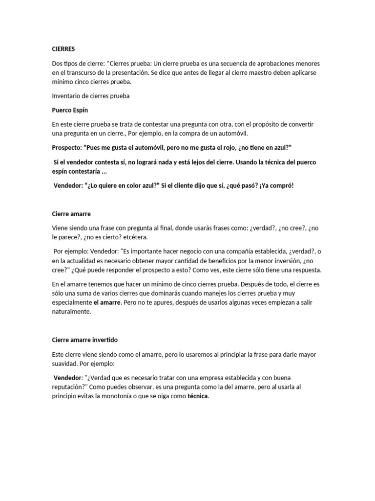 Técnicas de Cierre en Ventas Efectivas | PDF | Cliente