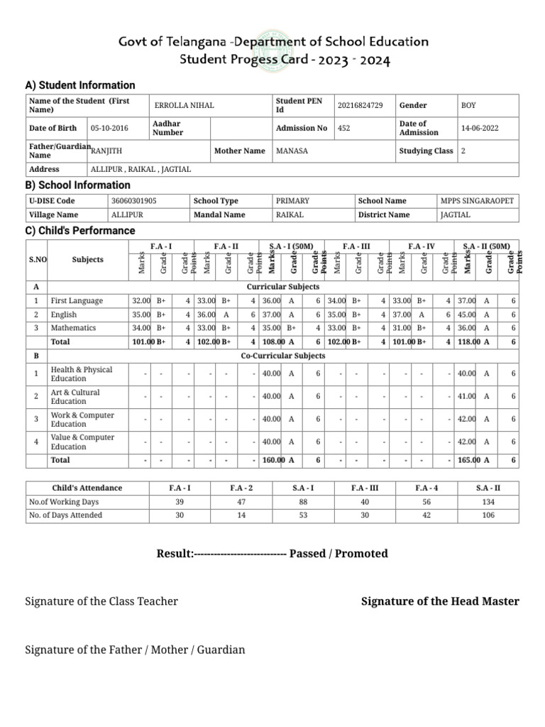 Student Performance Report for Class 2 | PDF | Authentication | Access ...