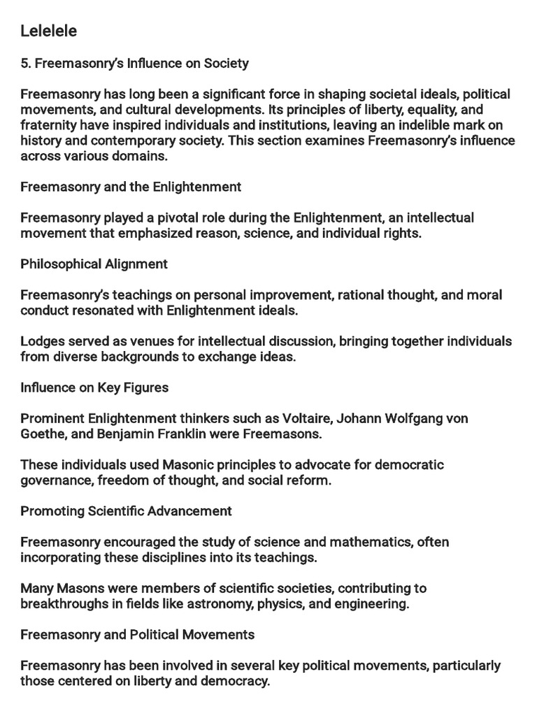 Freemasonry's Impact on Society | PDF | Freemasonry | Age Of Enlightenment