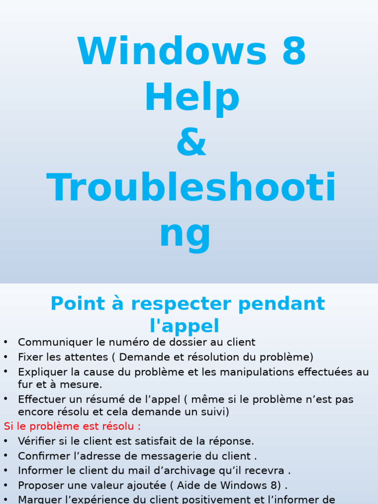 Guide Support et Résolution Windows 8 | PDF | Windows Vista ...