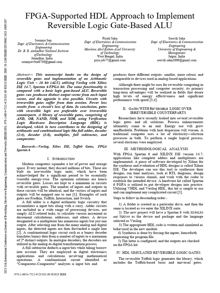 20240122123147FPGA-Supported HDL Approach To Implement Reversible Logic ...
