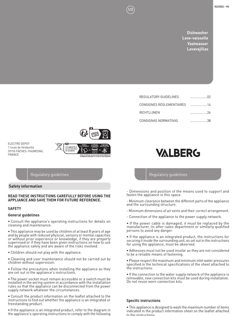 Notice Valberg Lave Vaisselle