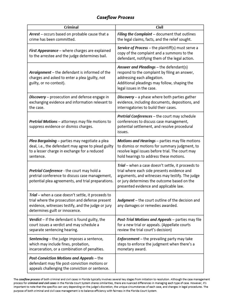 Criminal Civil Caseflow Process Outline - FCP Institute Resource | PDF ...