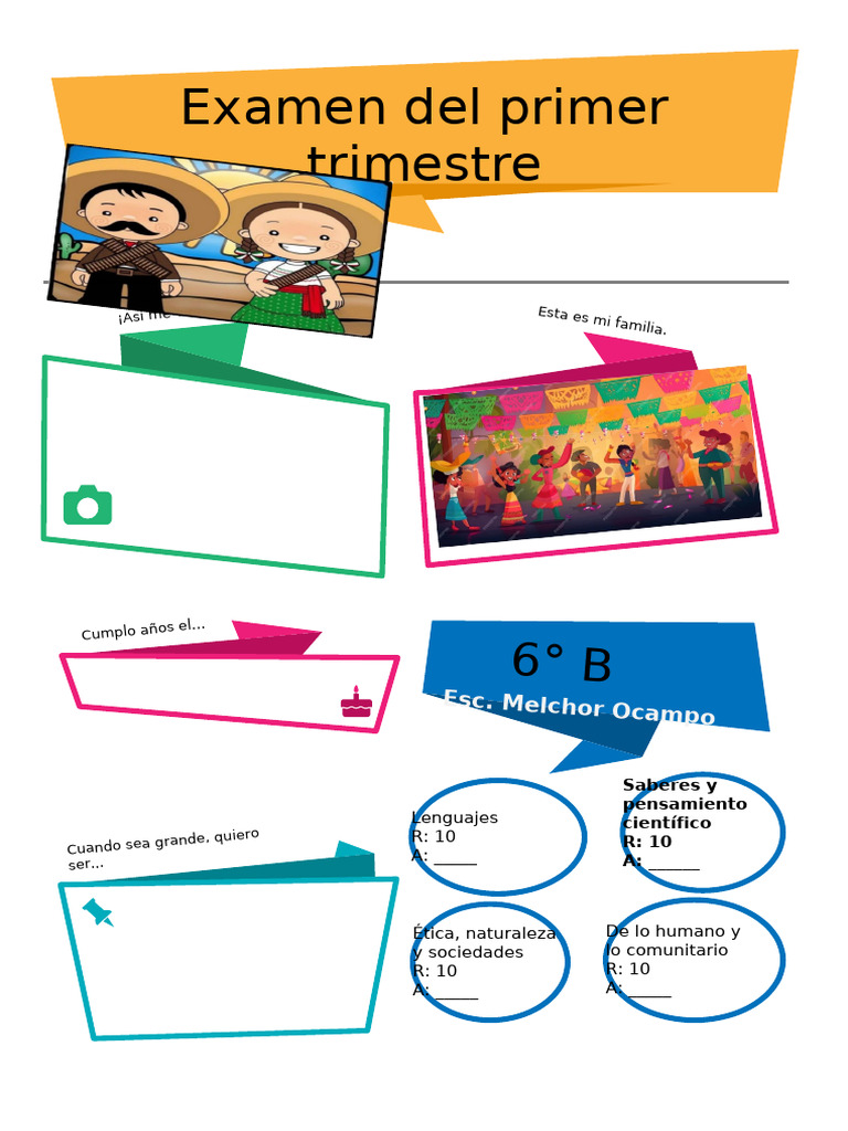 Examen Trimestral 6° B - Esc. Ocampo | PDF