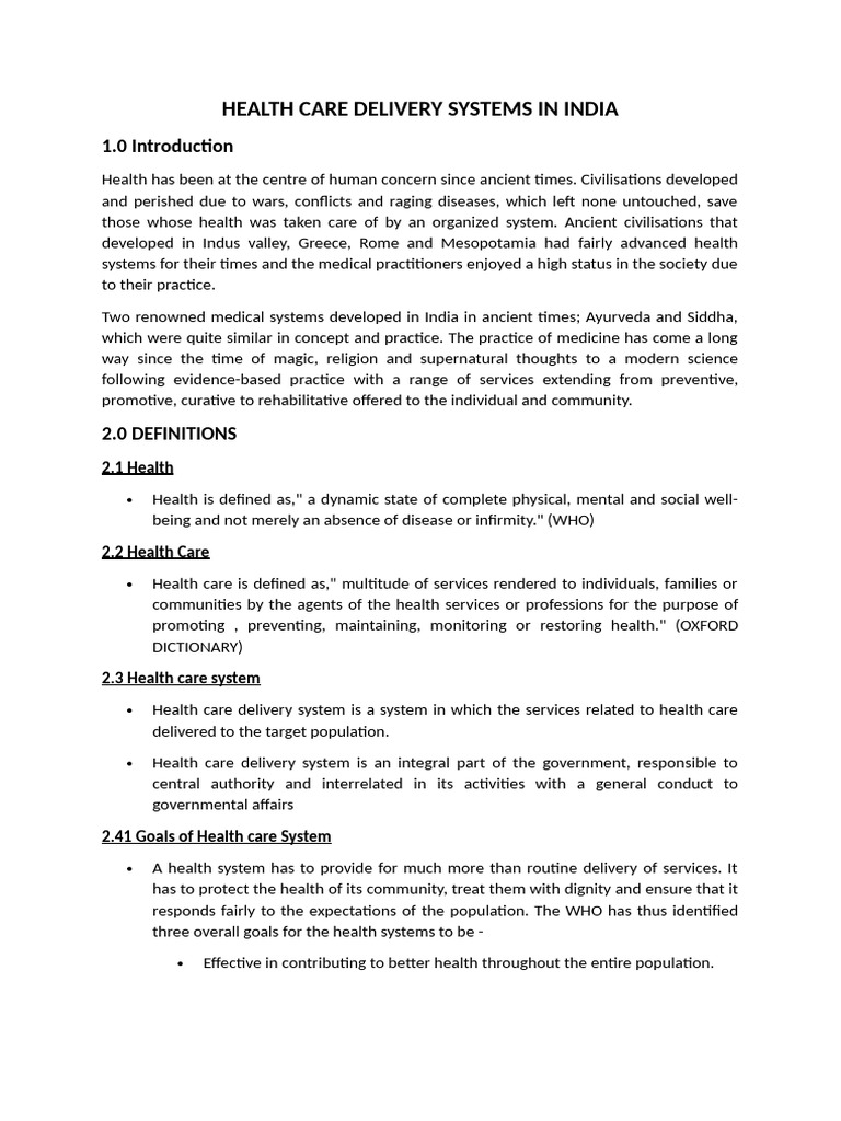 Health Care Delivery in India | PDF | Health Care | Health Professional
