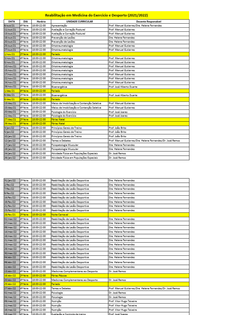 Cronograma RMED 21-22 Alunos | PDF
