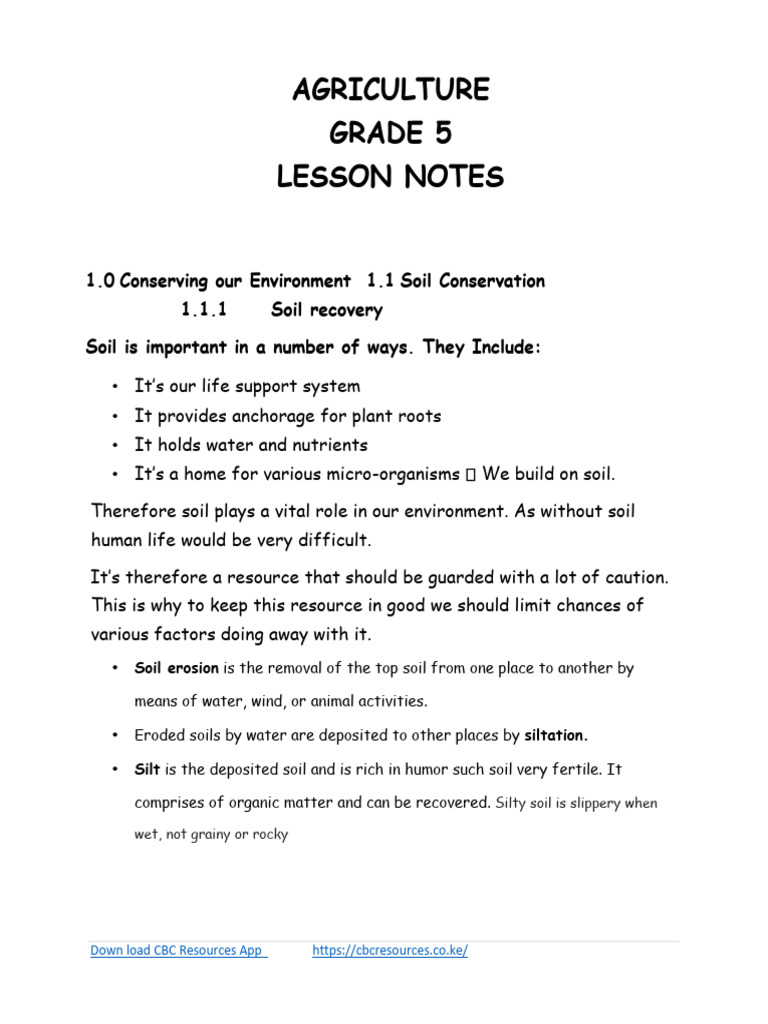 Grade 5 Agriculture: Soil and Water Conservation | PDF | Vegetables | Soil