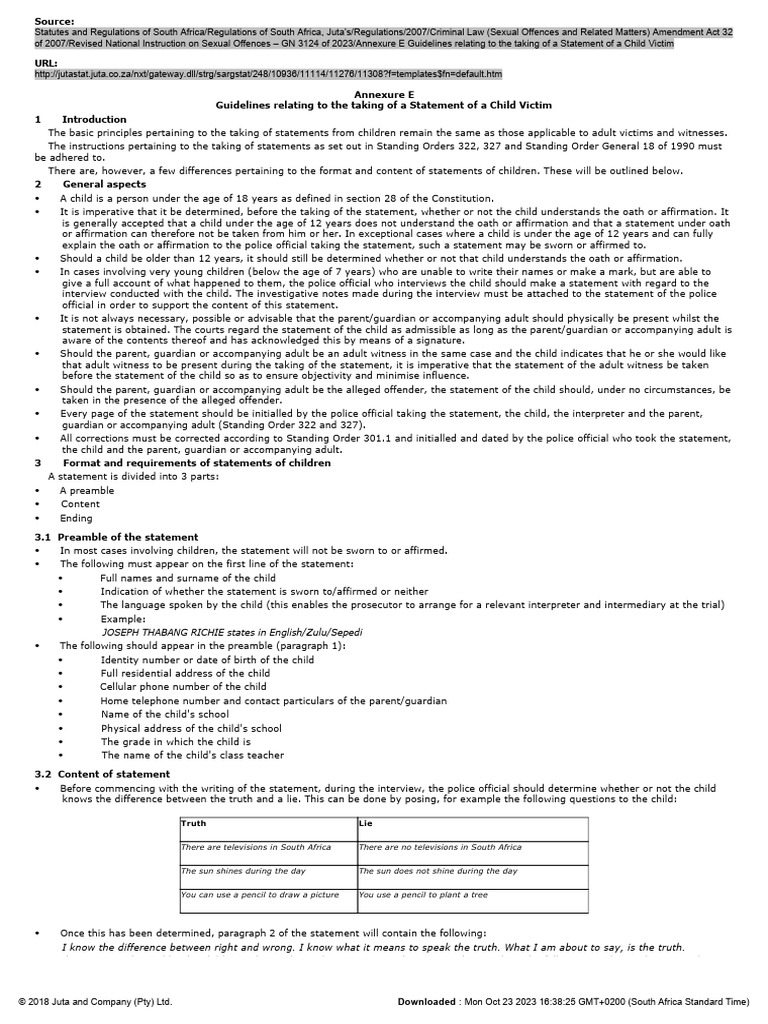Guidelines for Child Victim Statements | PDF | Police | Justice