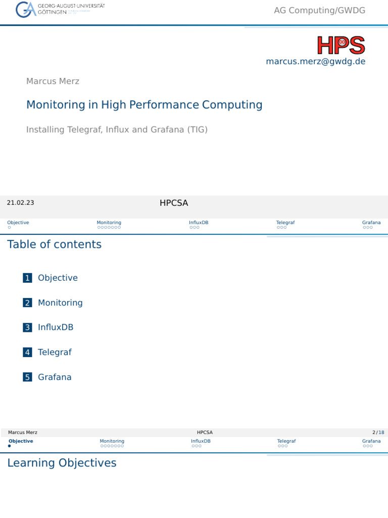 HPC Monitoring with TIG Stack Guide | PDF | Relational Database | Databases