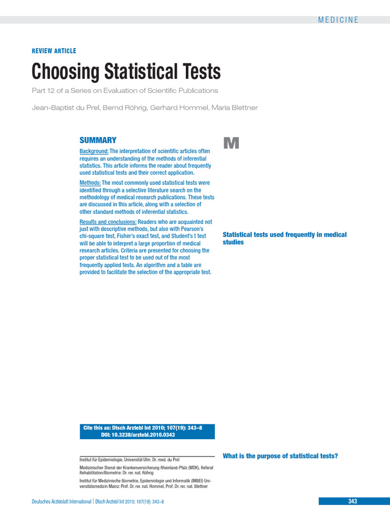 Choosing Statistical Tests | PDF | Student's T Test | Statistics