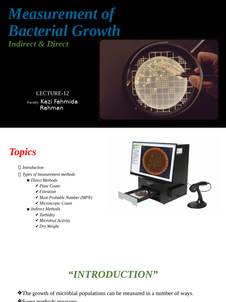 Bacterial Growth Measurement Techniques | PDF | Colony Forming Unit ...