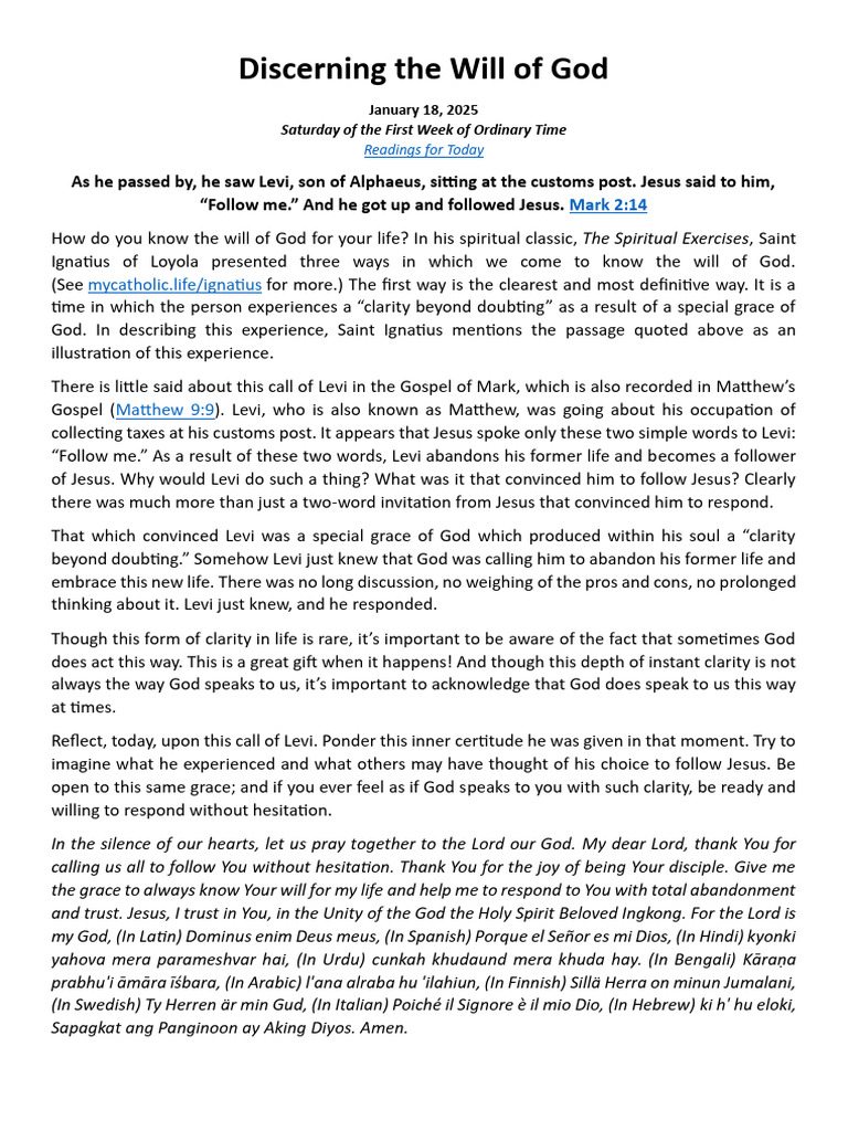 Discerning The Will of God | PDF