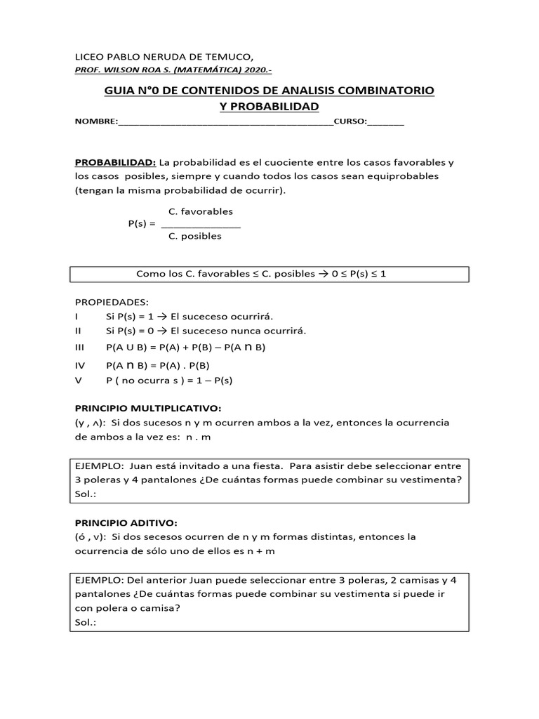 Análisis Combinatorio y Probabilidad | PDF | Permutación | Combinatoria