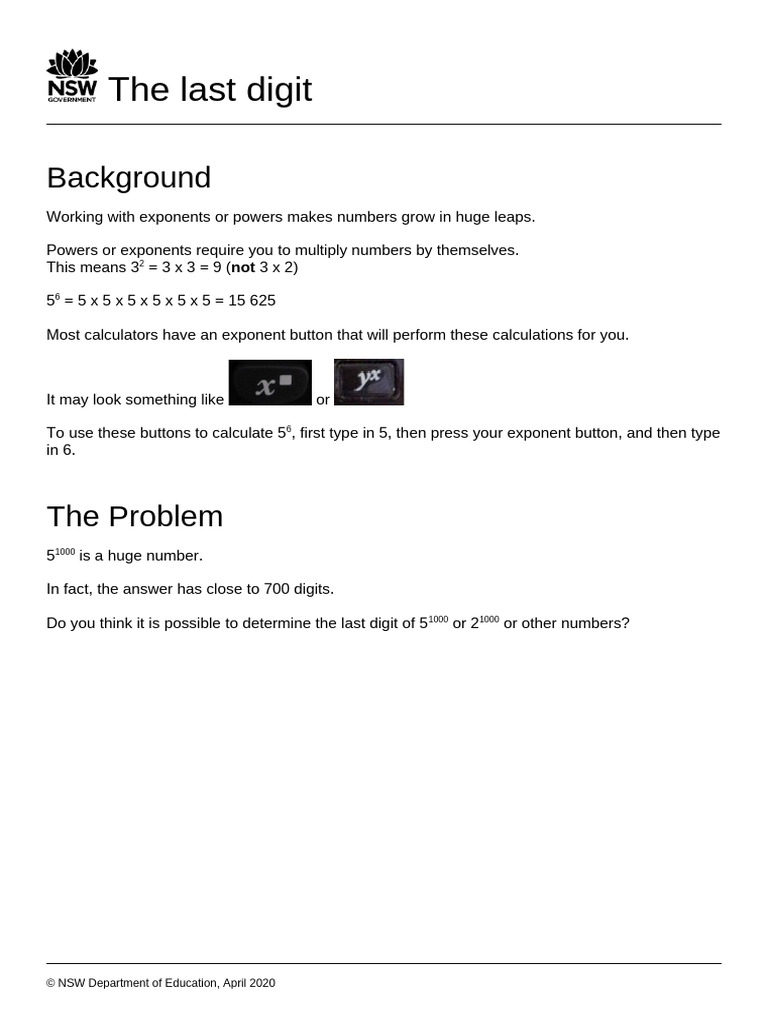 Mathematics s4 The Last Digit RL | PDF | Spreadsheet | Mathematics