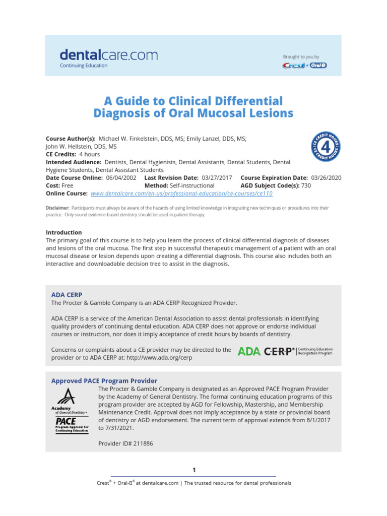 Oral Path Guide | PDF | Diseases And Disorders | Cutaneous Conditions