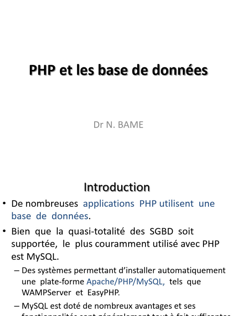 PHP et MySQL : Guide de connexion et requêtes | PDF | MySQL | PHP