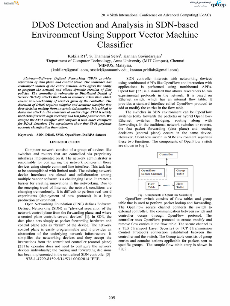 DDoS Detection in SDN Using SVM Classifier | PDF | Denial Of Service ...