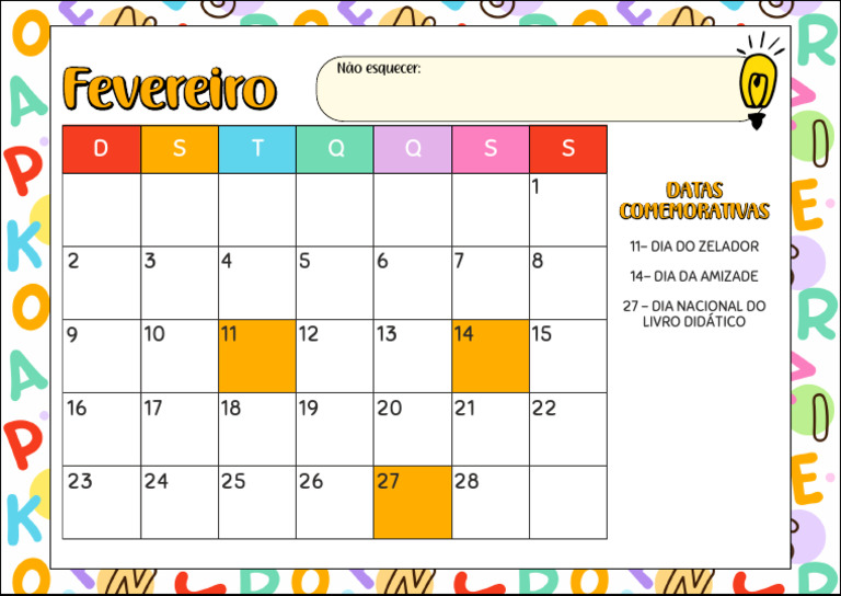 Datas Comemorativas de Fevereiro 2025 | PDF