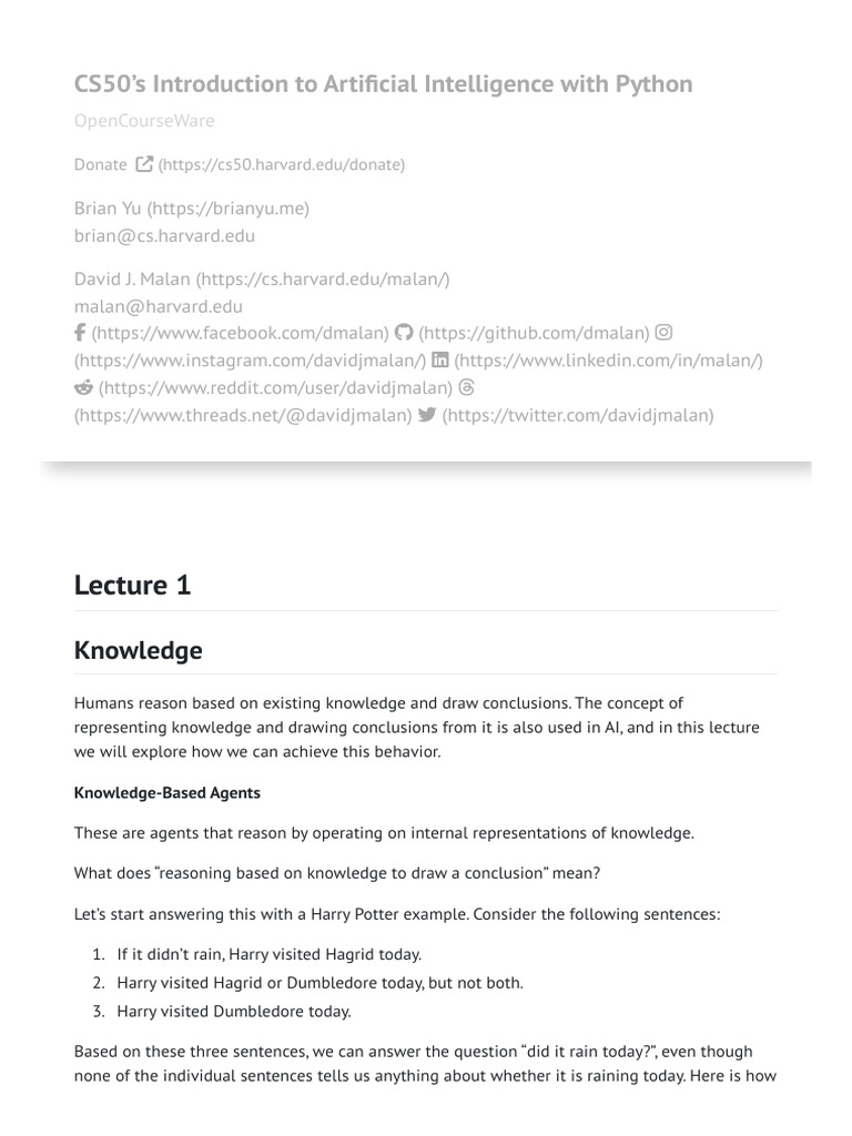 Lecture 1 - CS50's Introduction To Artificial Intelligence With Python ...