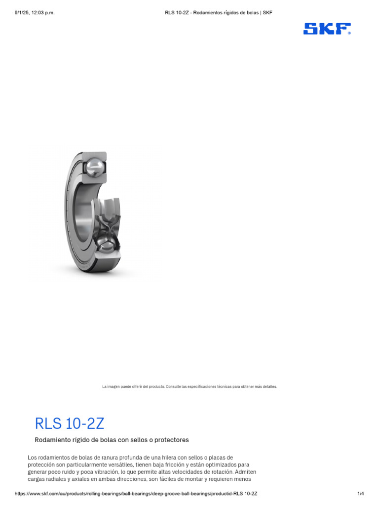 RLS 10-2Z - Rodamientos rígidos de bolas _ SKF | PDF | License | Websites