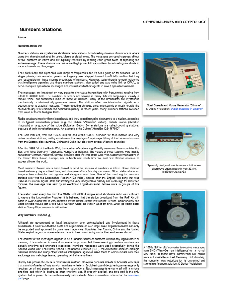 Mysterious Numbers Stations Explained | PDF | Telecommunications ...
