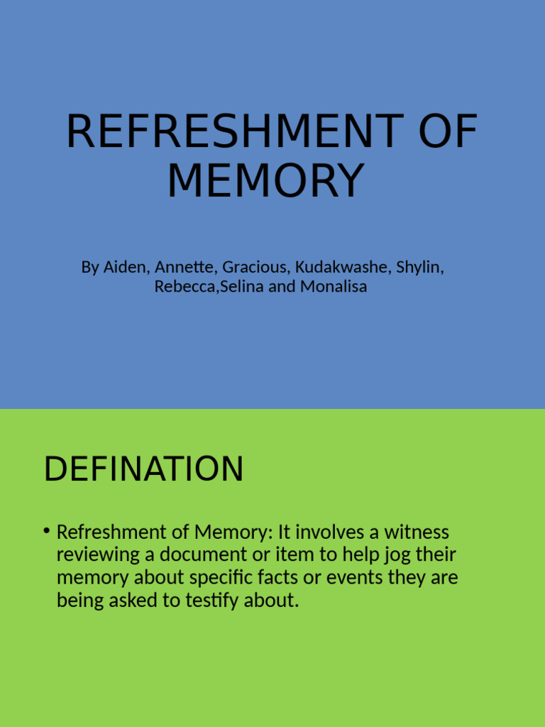 Refreshing Witness Memory in Testimony | PDF