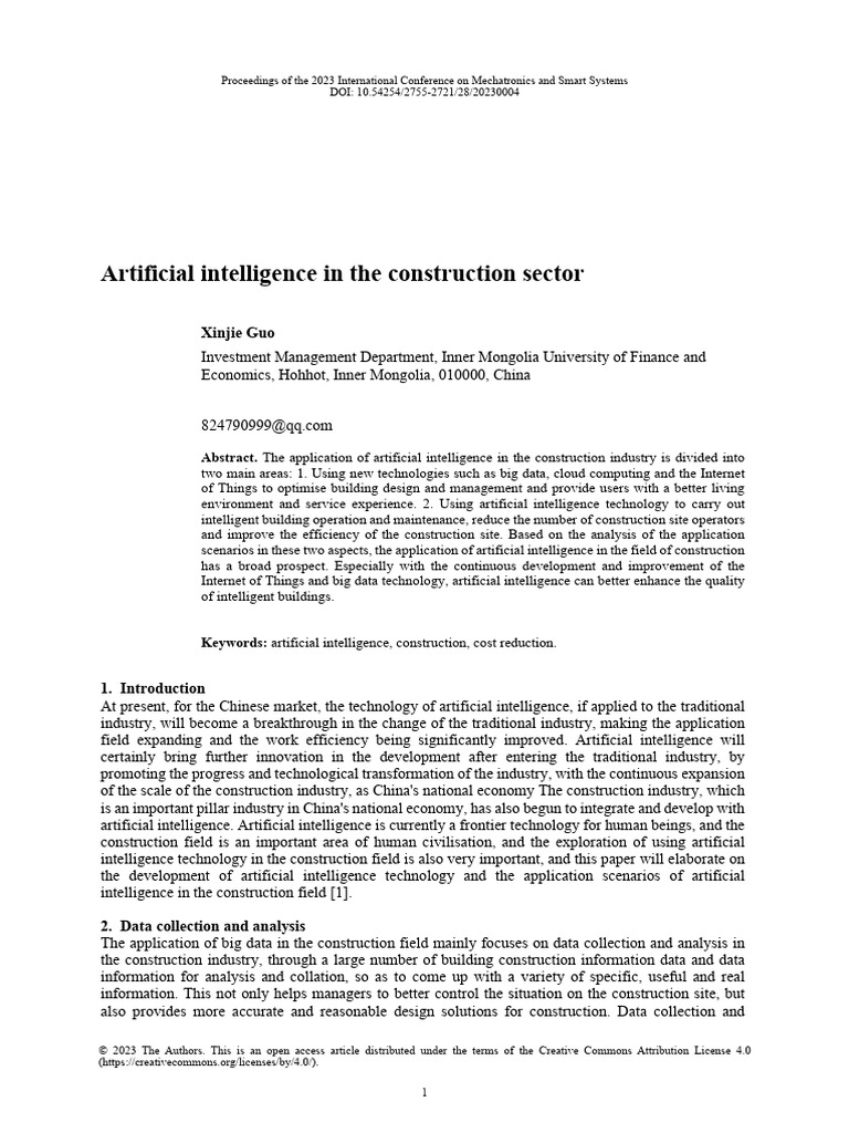 AI Applications in Construction Industry | PDF | Internet Of Things ...