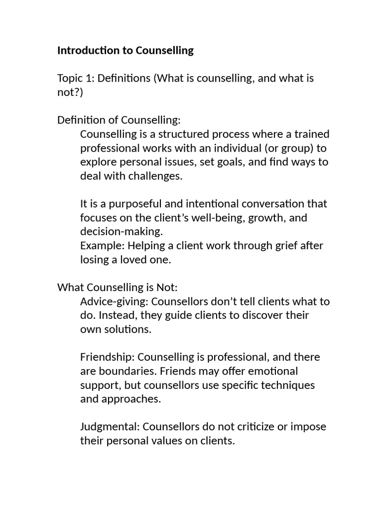 Introduction to Counselling Basics | PDF | Psychotherapy | Empathy