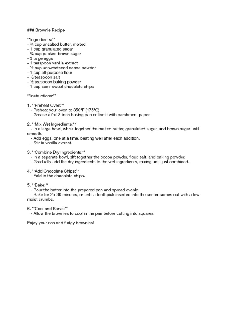 Brownie Recipe PDF