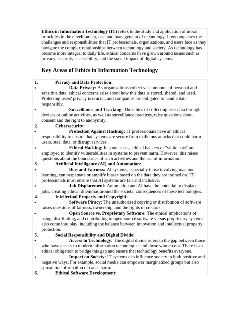 Ethics in Information Technology Overview | PDF | World Wide Web ...