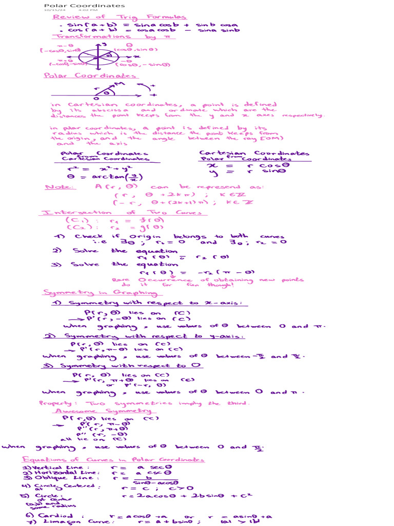 Polar Coordinates Pdf