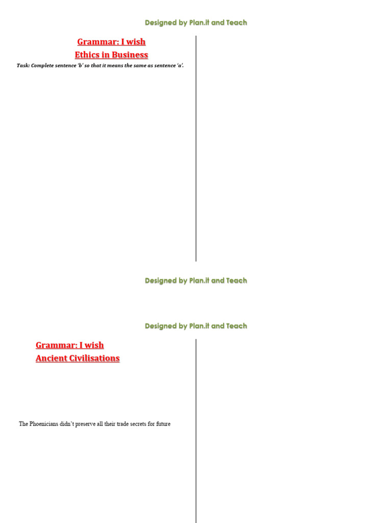 I Wish Sentences Ethics Business Ancient Civilizations | PDF ...