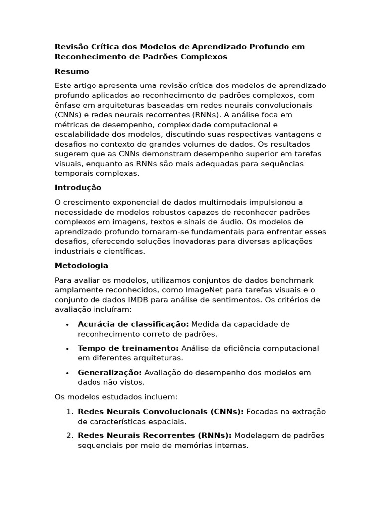 Modelos de Aprendizado Profundo em Padrões | PDF | Aprendizagem ...