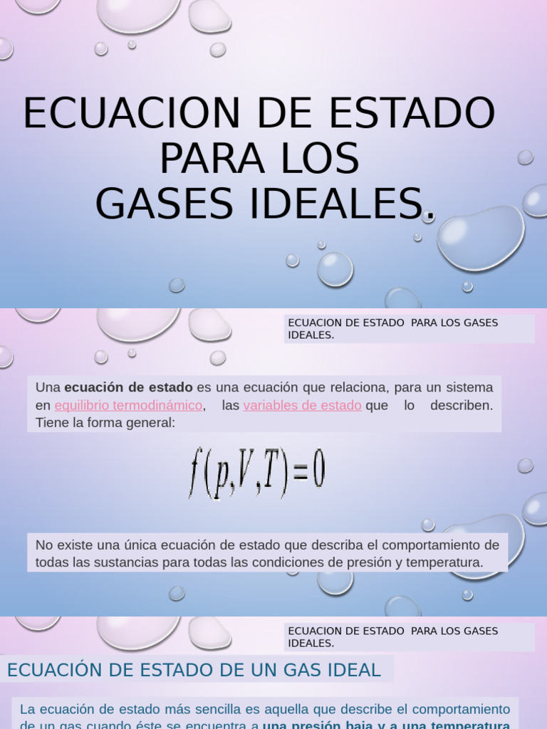 Ecuación de Estado de Gases Ideales | PDF | Gases | Temperatura