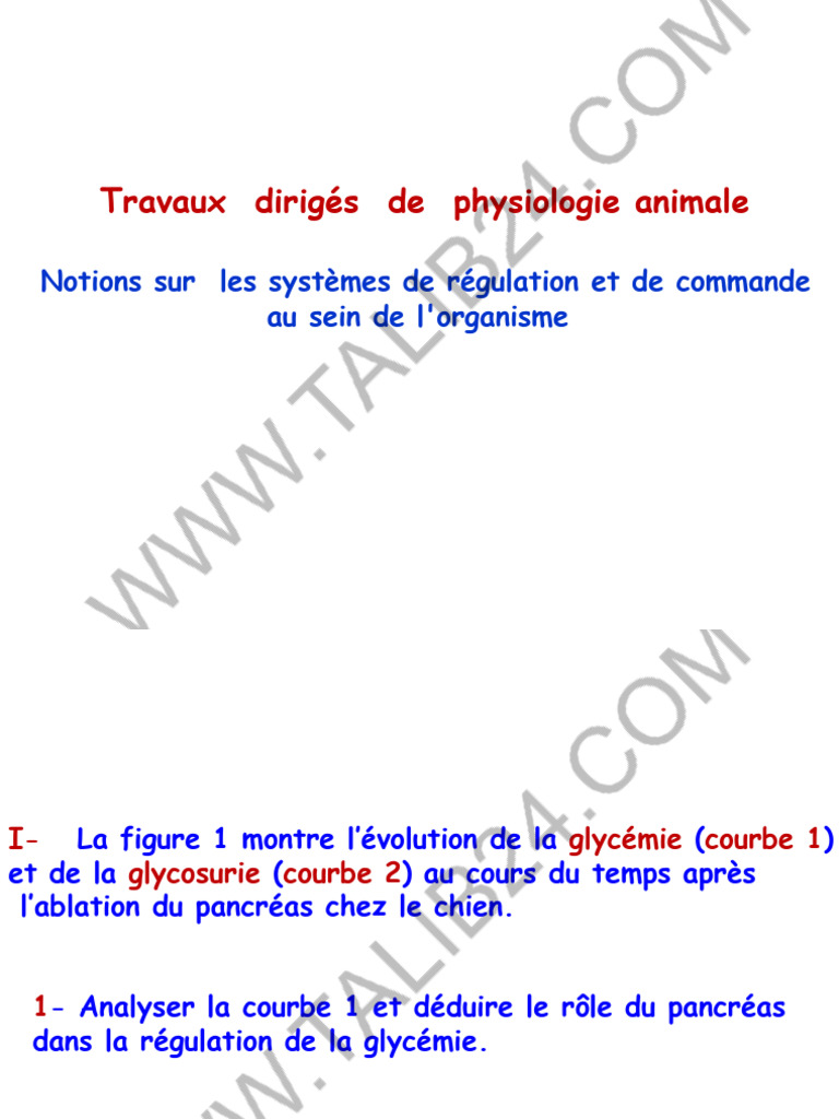 Rôle du pancréas et régulation de la diurèse | PDF | Système ...
