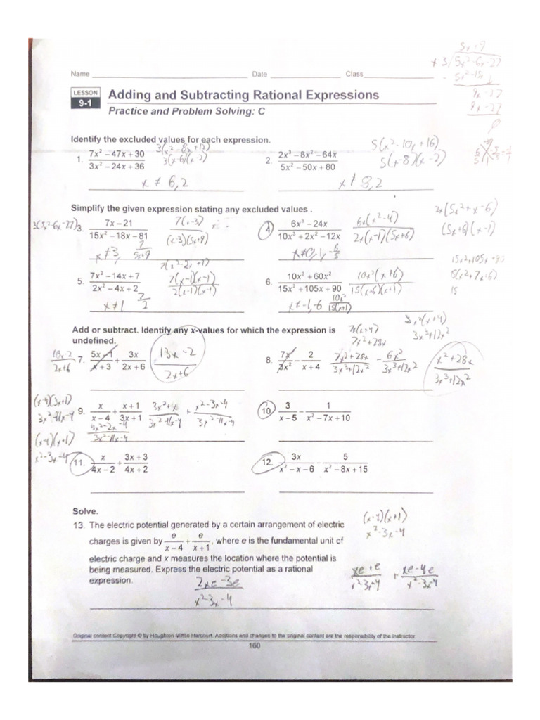 Adding and Subtracting Rational Expressions | PDF
