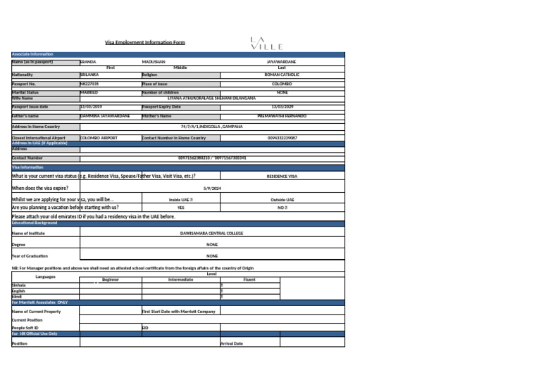 Associate Information and Visa Details | PDF | Travel Visa | Passport