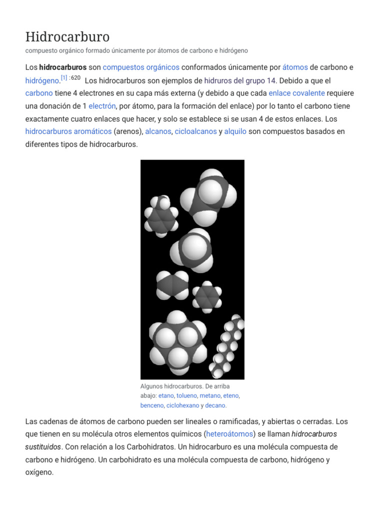 Hidrocarburo - Wikipedia, La Enciclopedia Libre | PDF | Hidrocarburos ...