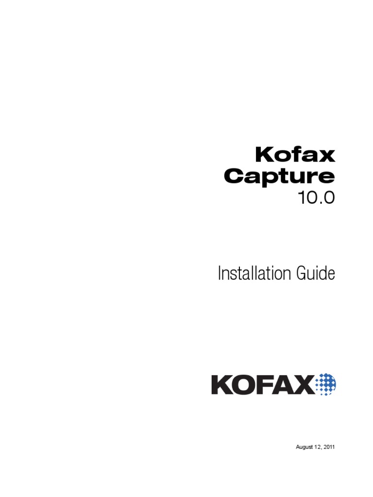Kofax Capture Installation Guide PDF Operating System  Server