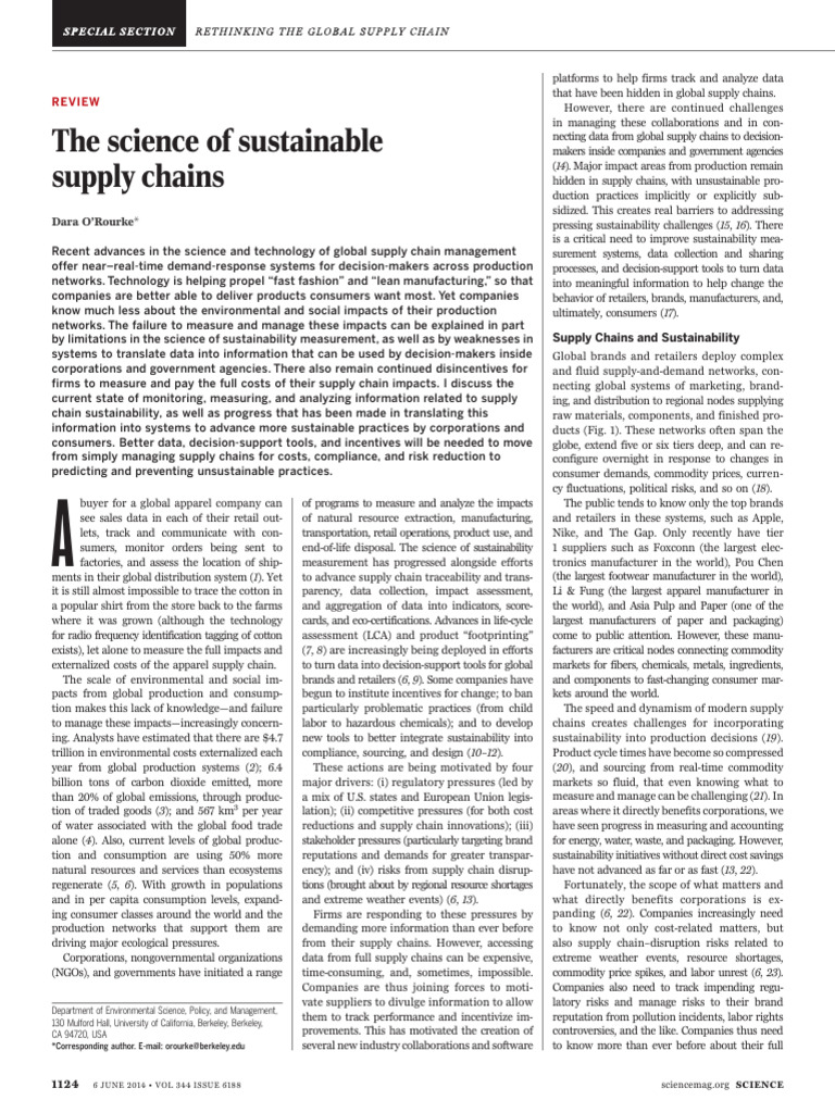 Advancing Supply Chain Sustainability | PDF | Life Cycle Assessment ...