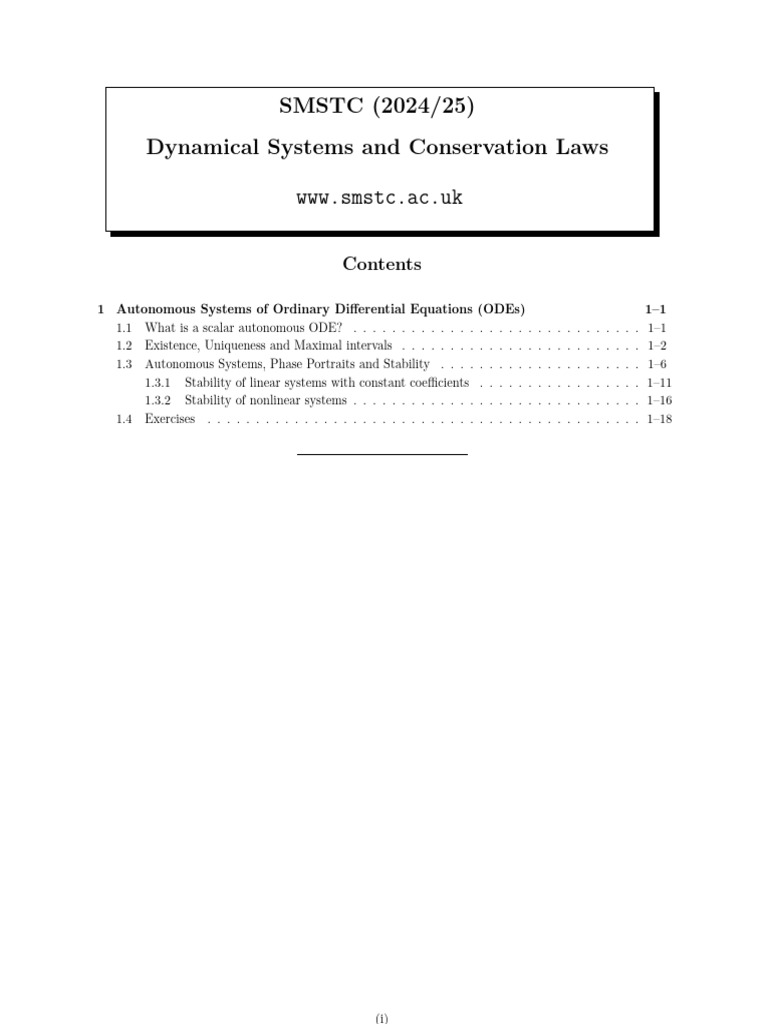 ODEs: Stability and Existence | PDF | Ordinary Differential Equation ...