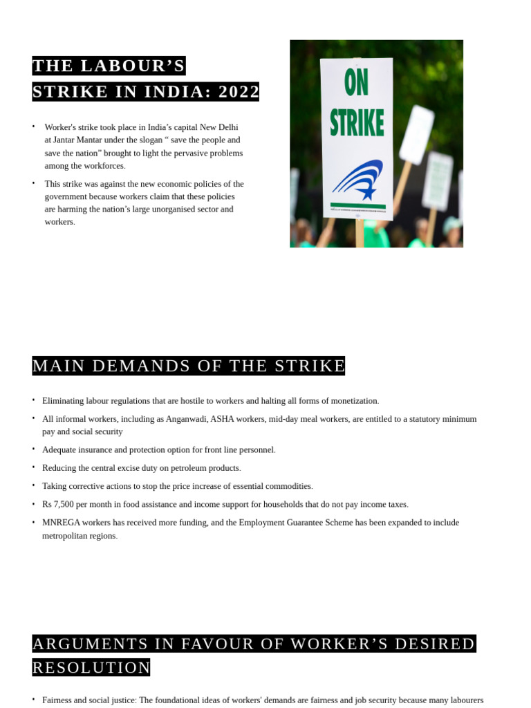 The Labour S Strike In India Pdf Employment Strike Action