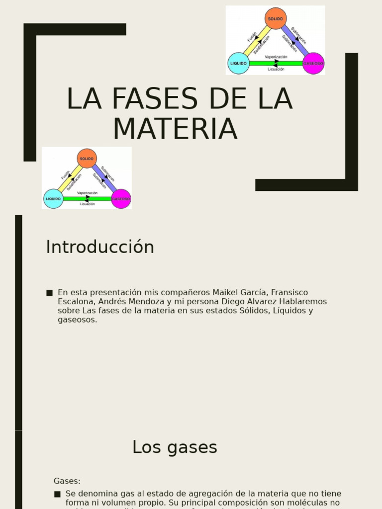 Fases de la Materia: Sólidos, Líquidos y Gases | PDF | Gases | Líquidos